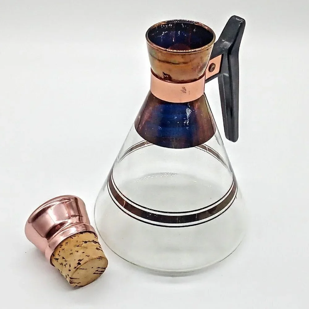 Vintage MCM Copper Glass Coffee Carafe